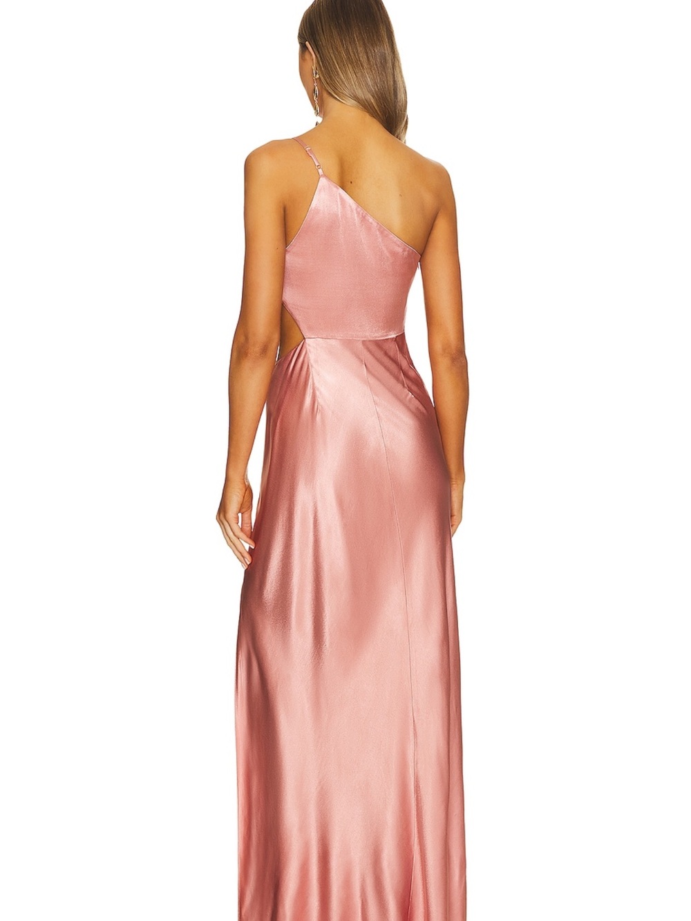 One-Shoulder Satin Maxi Dress in Dusty Antique Rose NWT